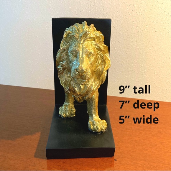 Golden Lion Sculpture Bookends LEO Astrology - Picture 3 of 5